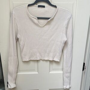 Brandy Melville Cream V-Neck Sweater